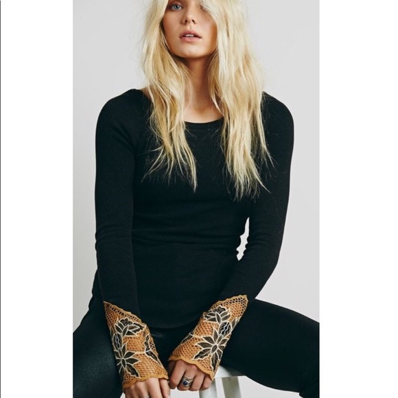 Free People Tops - NEW Free People Bali Babe Embroidered Cuff Thermal